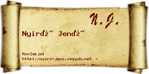 Nyirő Jenő névjegykártya
